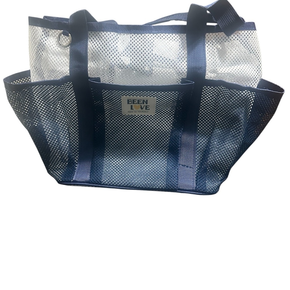 Been Love Mesh Tote Bag – Navy & White Multi Pocket Organizer